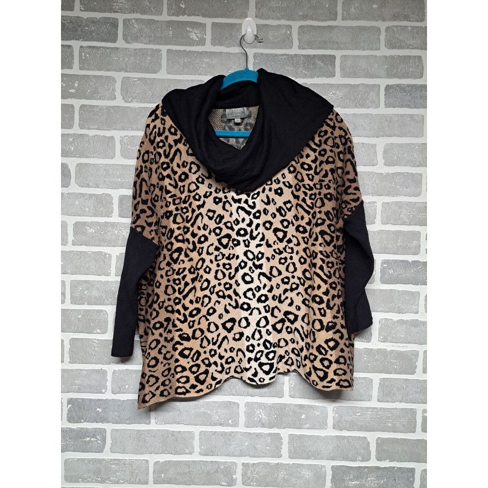 Joshep A Womens Leopard Print Cowl Neck Pullover‎ Kimono Sleeve Sweater Size 1X